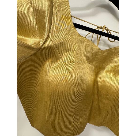 Large Gold Short Sleeve Sari Saree Blouse New with Tags - Picture 2 of 7